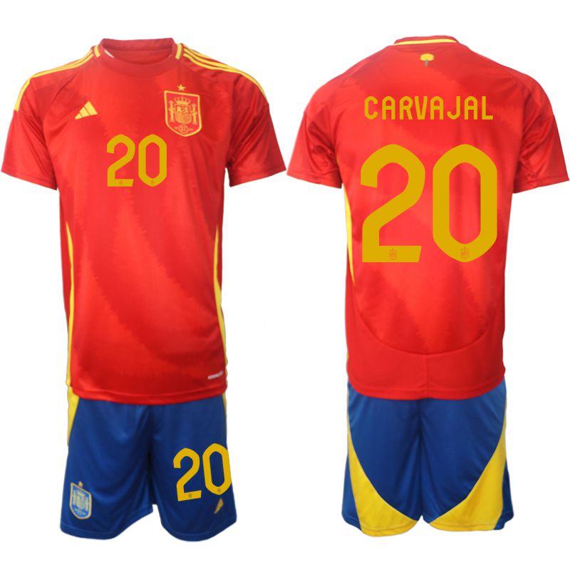 Men 2024-2025 Season Spain home red #20 Soccer Jersey